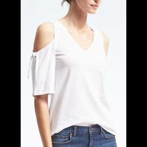Banana Republic cold shoulder tee, white